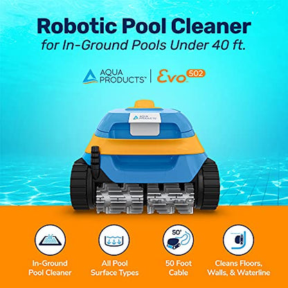 Aqua Products Evo502 Robotic Pool Cleaner, Automatic Vacuum for Inground Pools up to 40ft