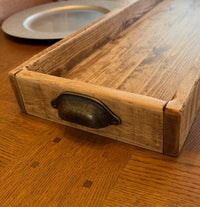 Handmade Reclaimed Wood Centerpiece Tray with Iron Handles or brass cup handles