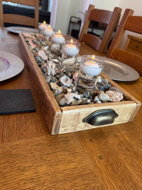 Handmade Reclaimed Wood Centerpiece Tray with Iron Handles or brass cup handles