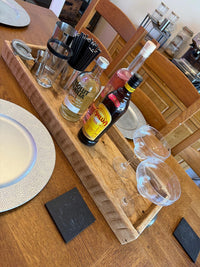 Handmade Reclaimed Wood Centerpiece Tray with Iron Handles or brass cup handles