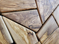 Olive Wood Mosaic Wall Art: Geometric Wooden Wall Panel