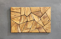 Olive Wood Mosaic Wall Art: Geometric Wooden Wall Panel