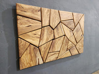 Olive Wood Mosaic Wall Art: Geometric Wooden Wall Panel