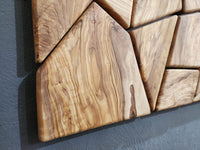 Olive Wood Mosaic Wall Art: Geometric Wooden Wall Panel