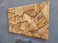 Olive Wood Mosaic Wall Art: Geometric Wooden Wall Panel