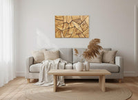 Olive Wood Mosaic Wall Art: Geometric Wooden Wall Panel