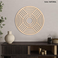 Round Wood Wall Art, Modern Geometric Wall Decor, Circle Wood Panel Art, Large Boho Wall Accent, Abstract Wood Wall Hanging