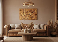 Olive Wood Mosaic Wall Art: Geometric Wooden Wall Panel