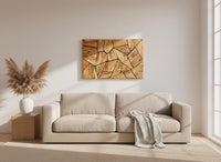 Olive Wood Mosaic Wall Art: Geometric Wooden Wall Panel