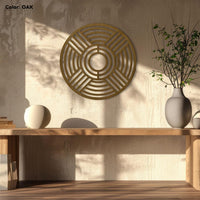 Round Wood Wall Art, Modern Geometric Wall Decor, Circle Wood Panel Art, Large Boho Wall Accent, Abstract Wood Wall Hanging