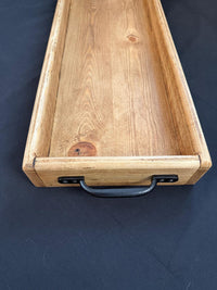 Handmade Reclaimed Wood Centerpiece Tray with Iron Handles or brass cup handles
