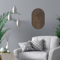 Boho Wooden Wall Art, Ellipse Wood Wall Decor, Abstract Geometric Wall Art, Oval Wall Wooden Hanging, Mid Century Modern Wall Art