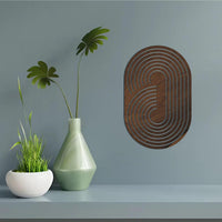 Boho Wooden Wall Art, Ellipse Wood Wall Decor, Abstract Geometric Wall Art, Oval Wall Wooden Hanging, Mid Century Modern Wall Art