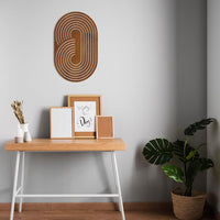 Boho Wooden Wall Art, Ellipse Wood Wall Decor, Abstract Geometric Wall Art, Oval Wall Wooden Hanging, Mid Century Modern Wall Art