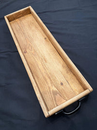 Handmade Reclaimed Wood Centerpiece Tray with Iron Handles or brass cup handles