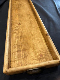 Handmade Reclaimed Wood Centerpiece Tray with Iron Handles or brass cup handles
