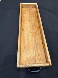 Handmade Reclaimed Wood Centerpiece Tray with Iron Handles or brass cup handles