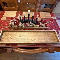 Handmade Reclaimed Wood Centerpiece Tray with Iron Handles or brass cup handles