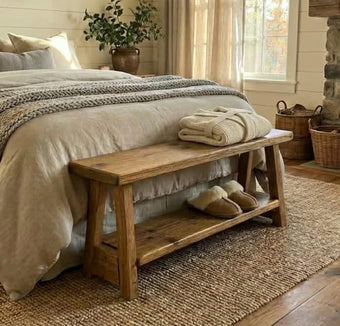 compare product Handmade Rustic Reclaimed Wooden Bed End Bench, various sizes