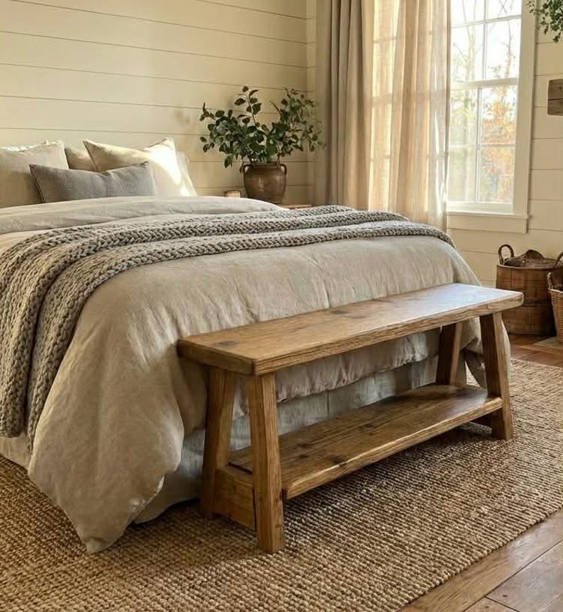 Handmade Rustic Reclaimed Wooden Bed End Bench, various sizes