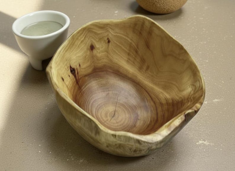Natural Edge Acacia Wooden Bowl Organic Serving Bowl