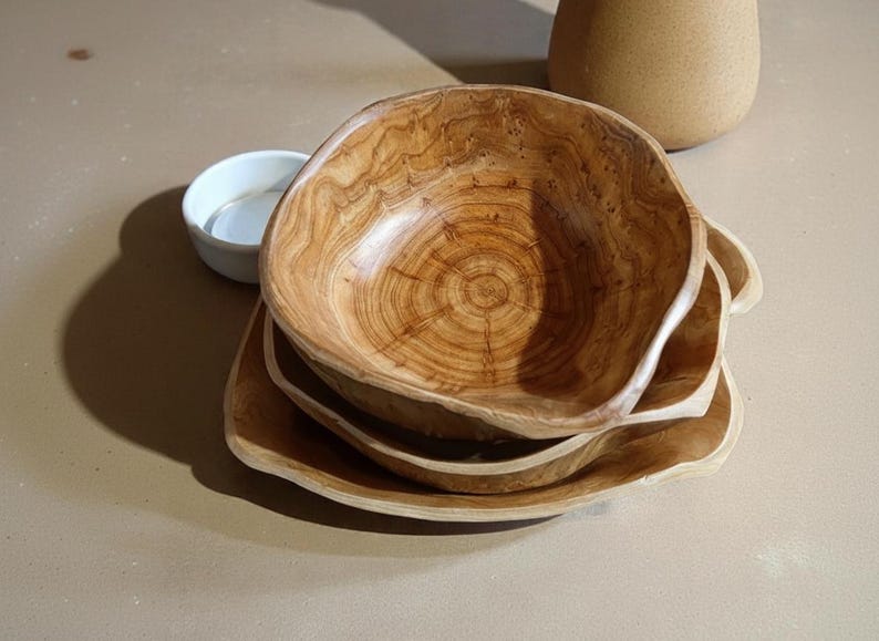 Natural Edge Acacia Wooden Bowl Organic Serving Bowl