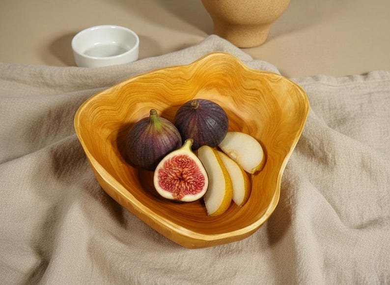Natural Edge Acacia Wooden Bowl Organic Serving Bowl