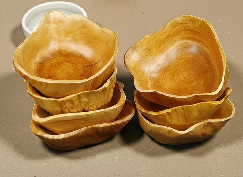Natural Edge Acacia Wooden Bowl Organic Serving Bowl